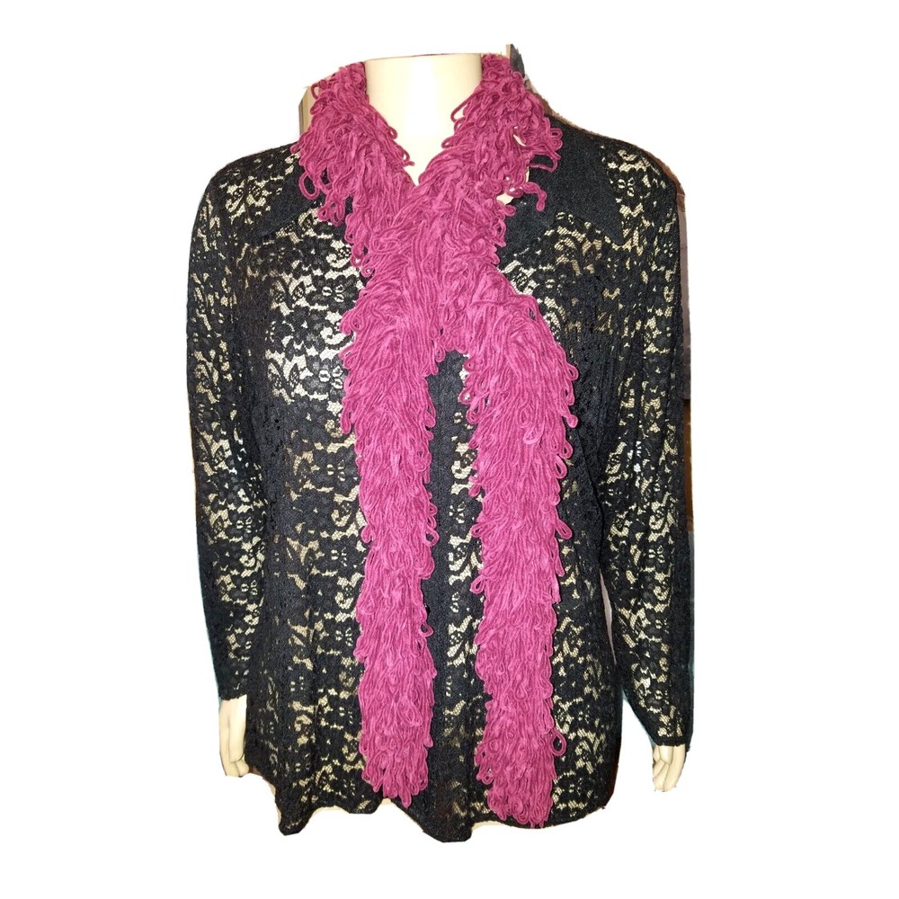 Burgundy Loose Knit Loom Fringe Scarf NWOT